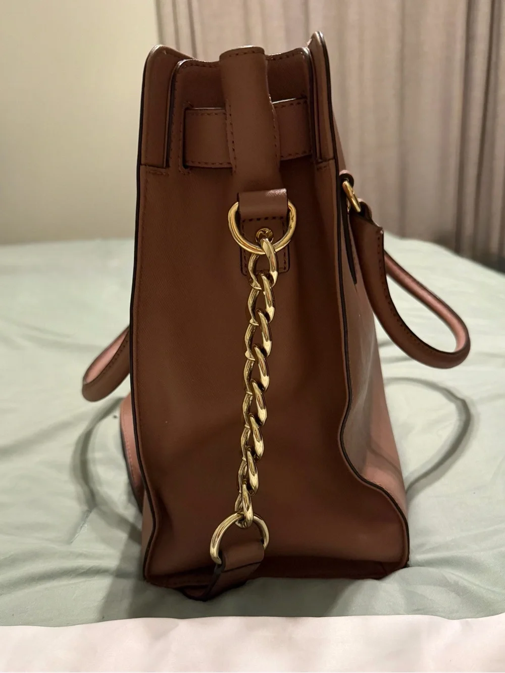 Michael Kors Chestnut Brown Large Saffiano Leather Tote with Gold Hardware